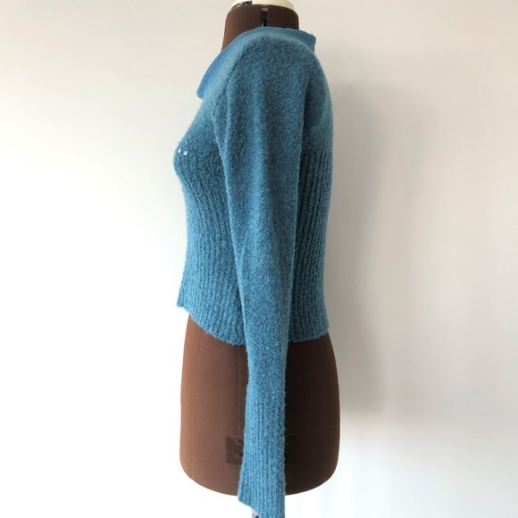 Blue Boucle Knit Sweater - Picture 2 of 7